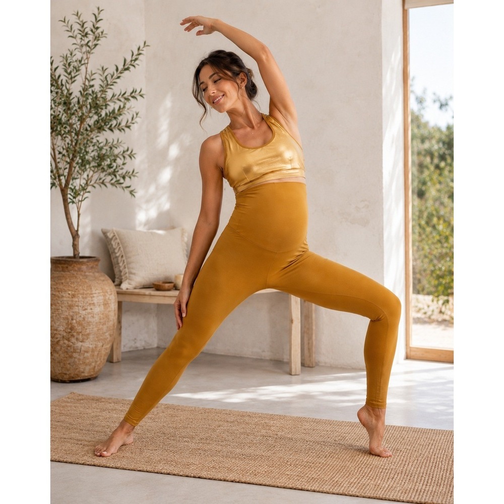 Fabletics Maternity Leggings Women XXL Gold Mustard‎ Yoga Athleisure